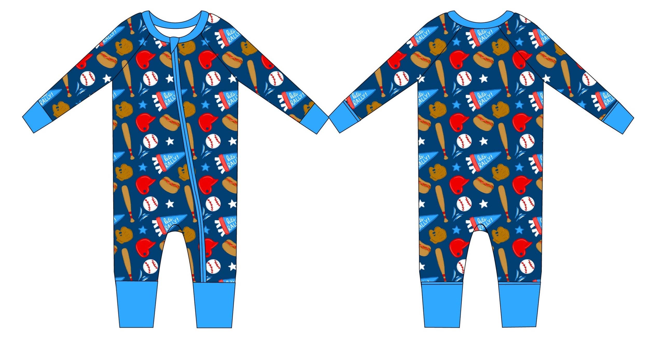 Baseball Bamboo Zippy Pajamas