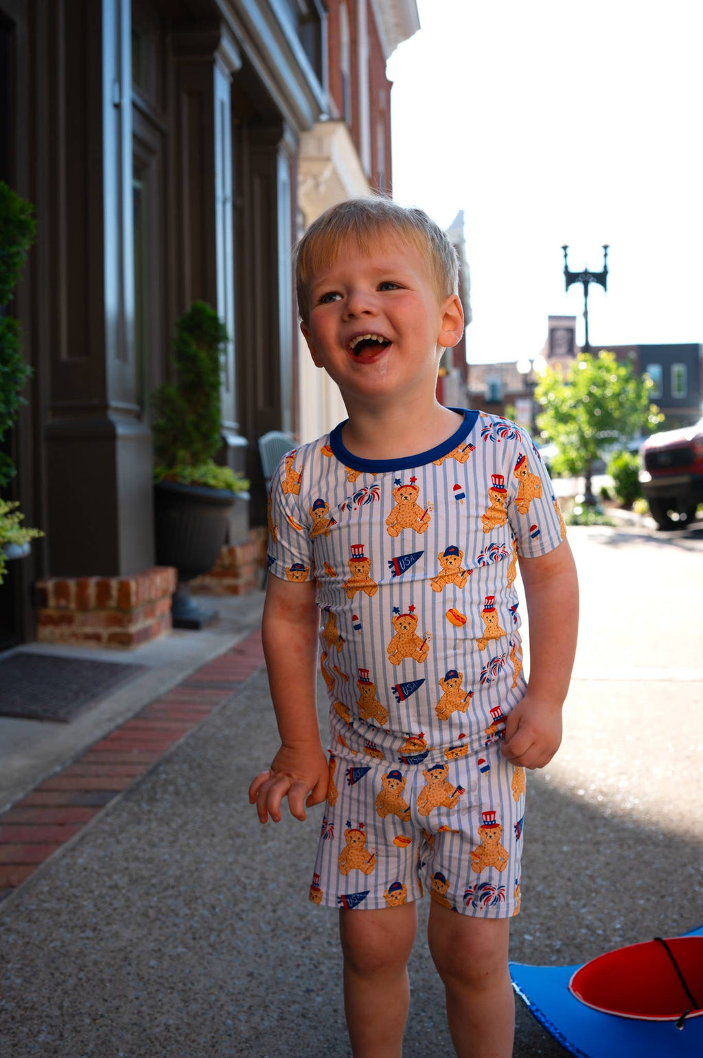 Fourth of July Bear Bamboo Short Sleeve Set