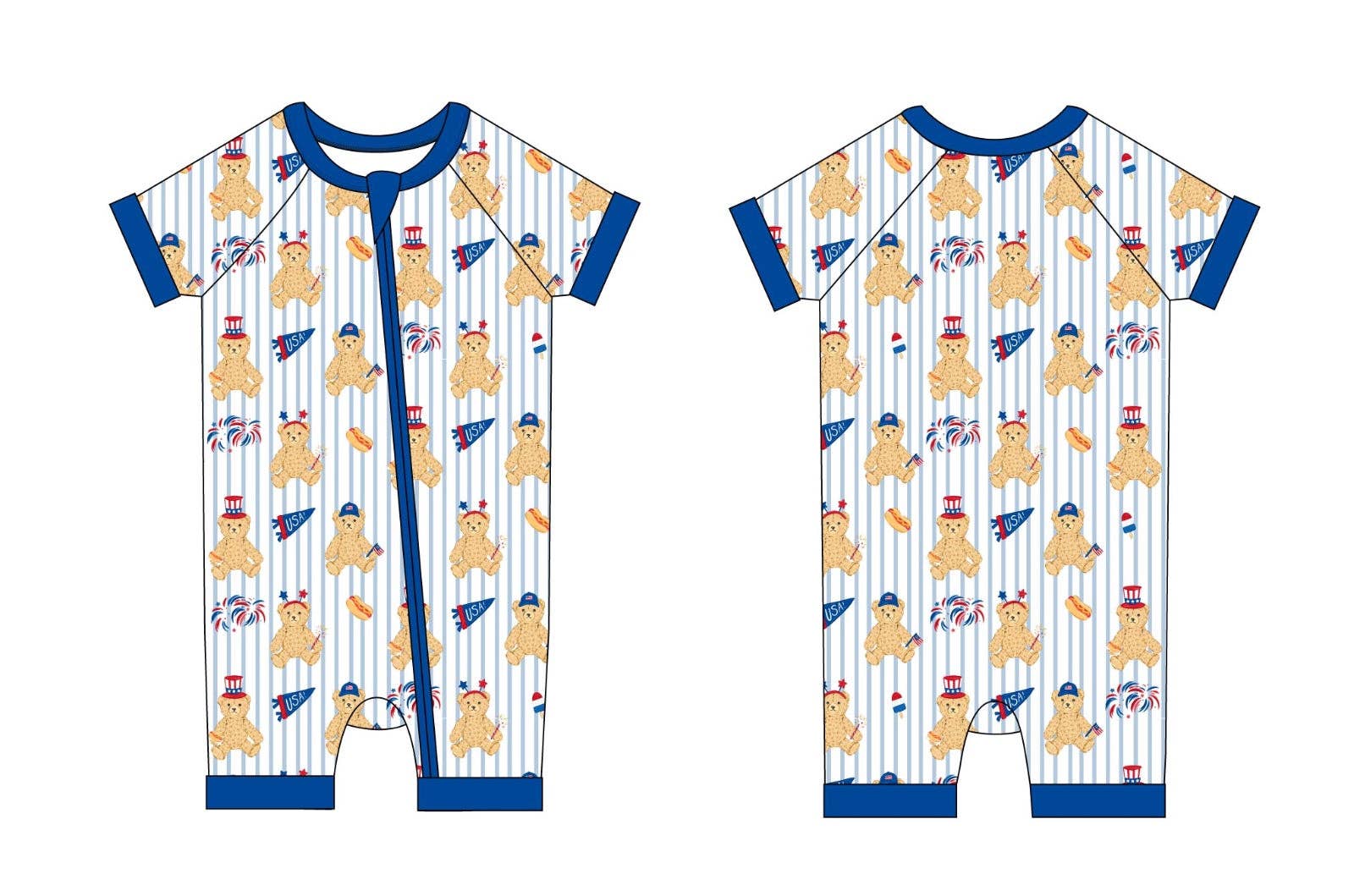 Fourth of July Bear Bamboo Shortie