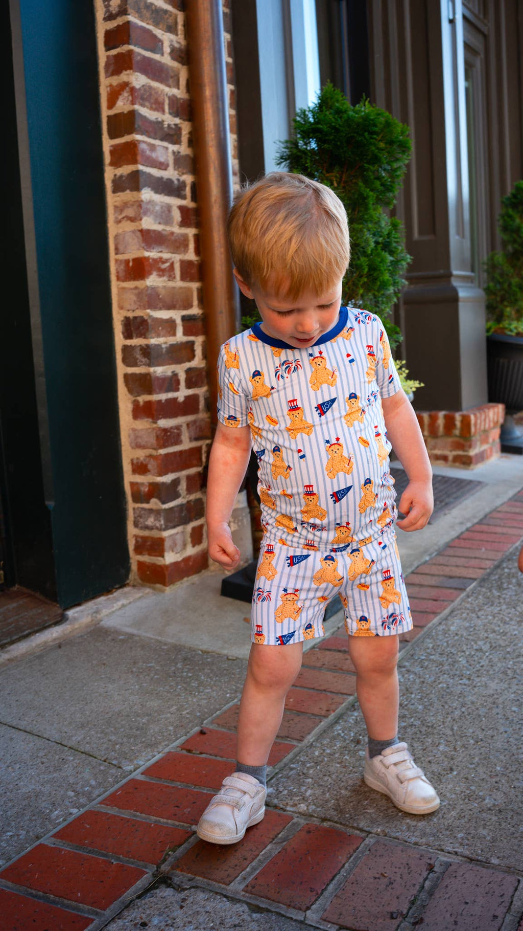 Fourth of July Bear Bamboo Short Sleeve Set