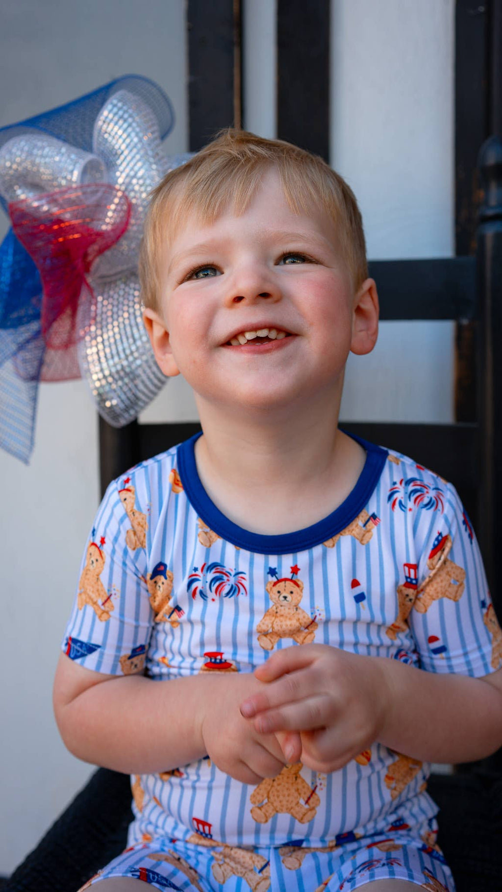 Fourth of July Bear Bamboo Short Sleeve Set